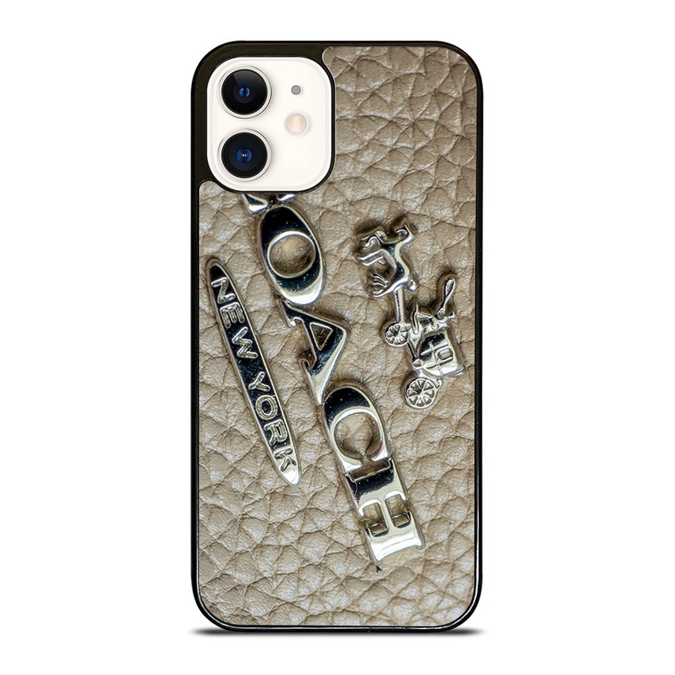 COACH NEW YORK LOGO ON LEATHER iPhone 12 Case Cover