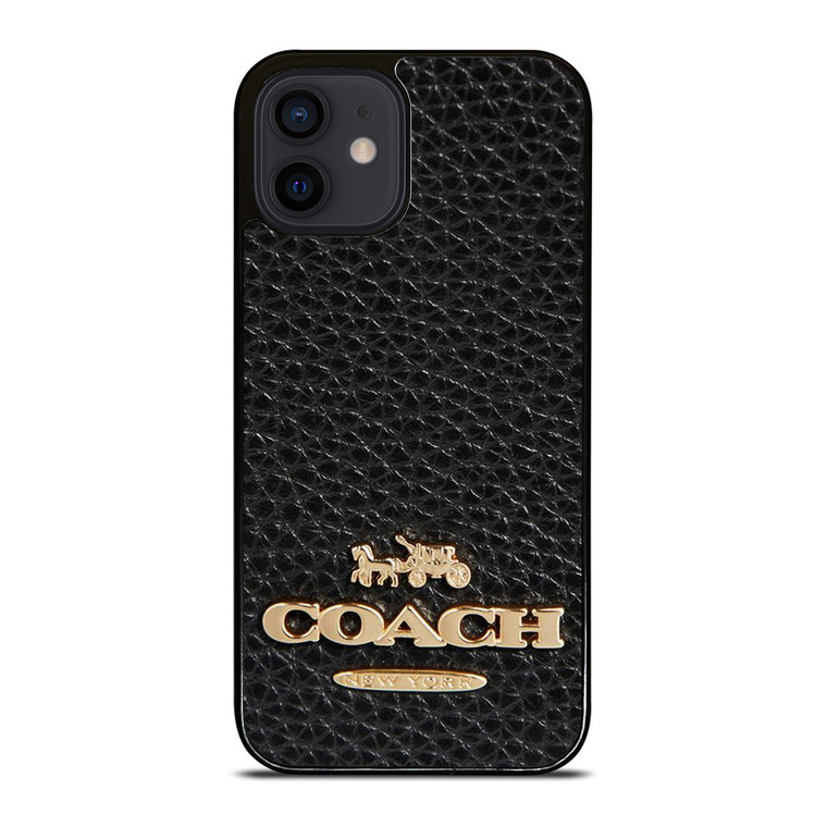 COACH NEW YORK BLACK LEATHER 2 iPhone 12 Mini Case Cover