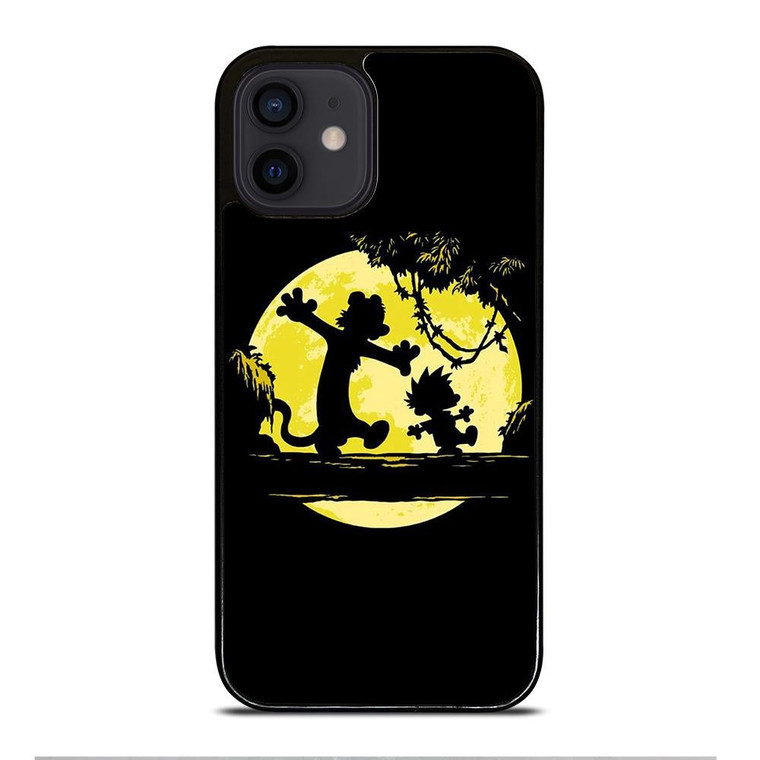 CALVIN AND HOBBES BLACK CARTOON iPhone 12 Mini Case Cover