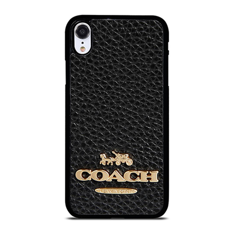 COACH NEW YORK BLACK LEATHER 2 iPhone XR Case Cover