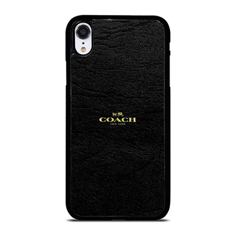 COACH NEW YORK BLACK LEATHER iPhone XR Case Cover