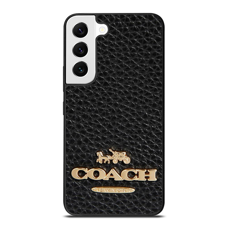 COACH NEW YORK BLACK LEATHER 2 Samsung Galaxy S22 Case Cover
