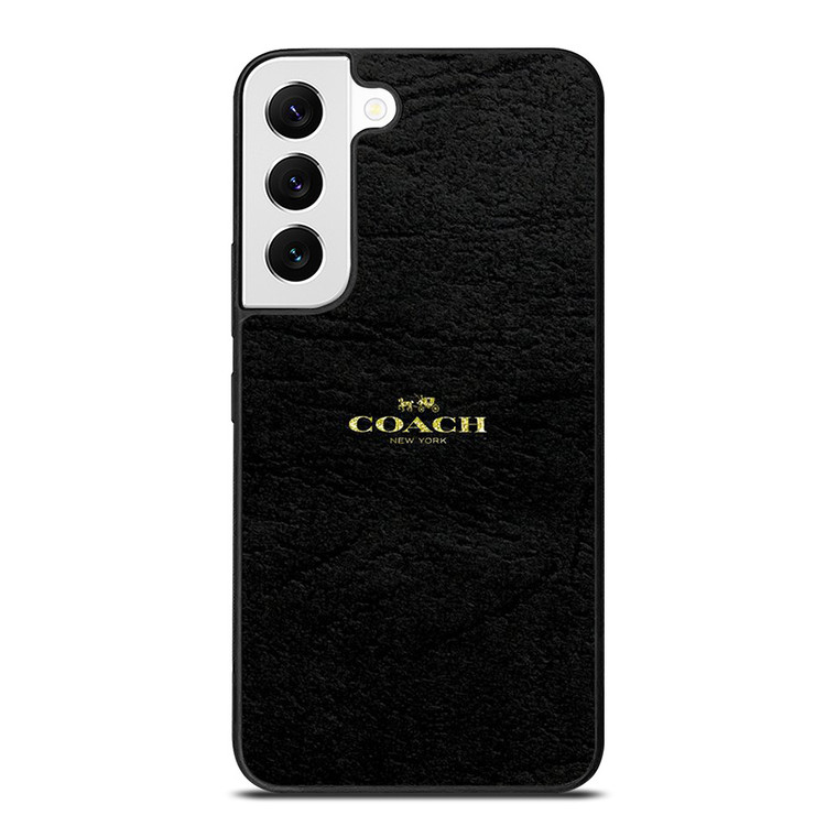 COACH NEW YORK BLACK LEATHER Samsung Galaxy S22 Case Cover