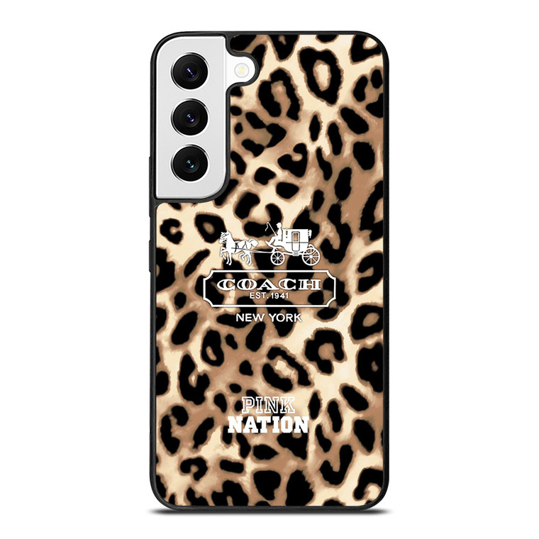 COACH NEW YORK PINK NATION LEPOARD Samsung Galaxy S22 Case Cover
