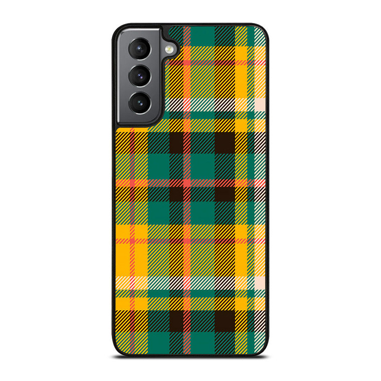 YELLOW GREEN TARTAN PATTERN Samsung Galaxy S21 Plus Case Cover