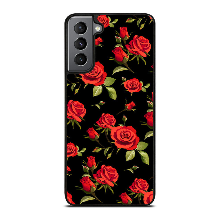 SEAMLESS RED ROSE PATTERN Samsung Galaxy S21 Plus Case Cover