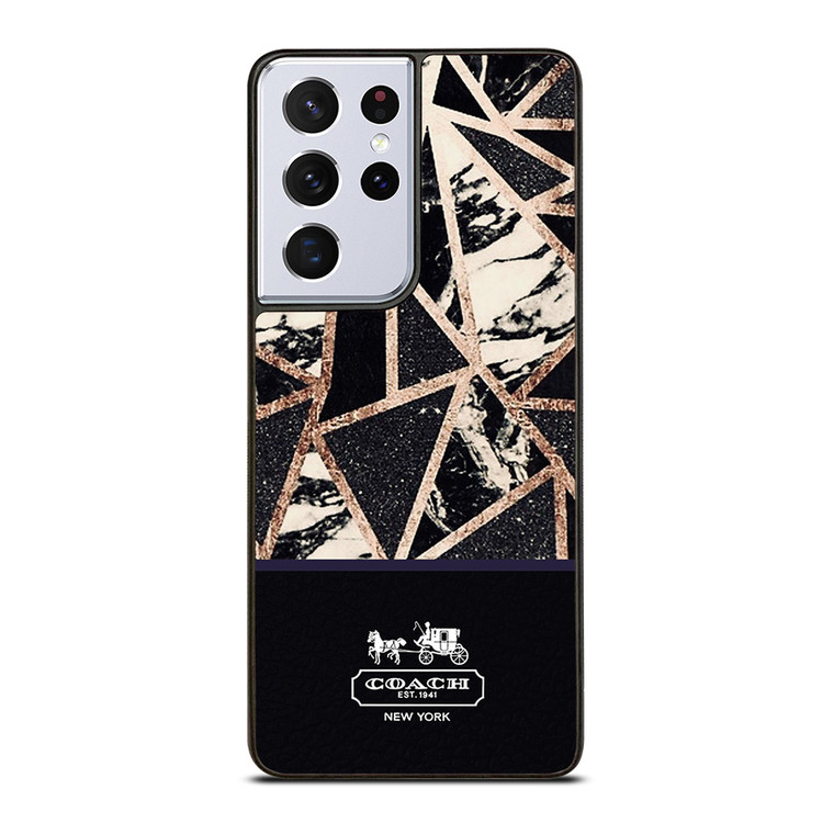 COACH NEW YORK GOLD BLACK TEXTURE Samsung Galaxy S20 Ultra Case Cover