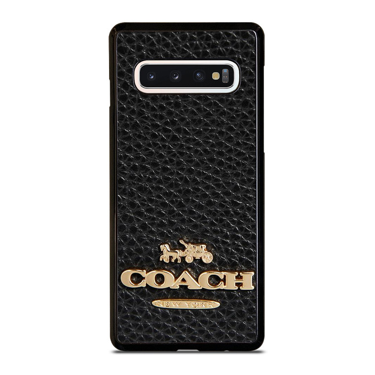 COACH NEW YORK BLACK LEATHER 2 Samsung Galaxy S10 Case Cover