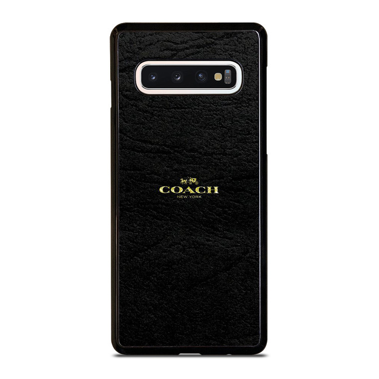 COACH NEW YORK BLACK LEATHER Samsung Galaxy S10 Case Cover