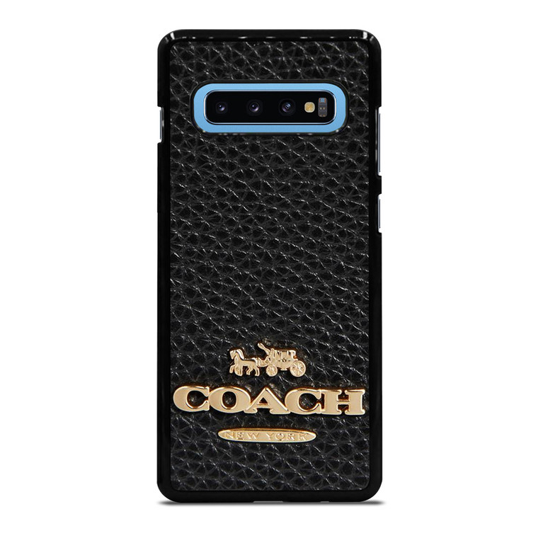 COACH NEW YORK BLACK LEATHER 2 Samsung Galaxy S10 Plus Case Cover