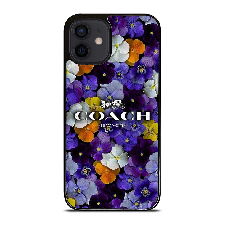 PURPLE FLOWERS COACH NEW YORK iPhone 12 Mini Case Cover