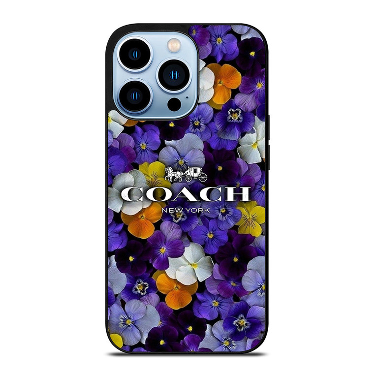 PURPLE FLOWERS COACH NEW YORK iPhone Case Cover