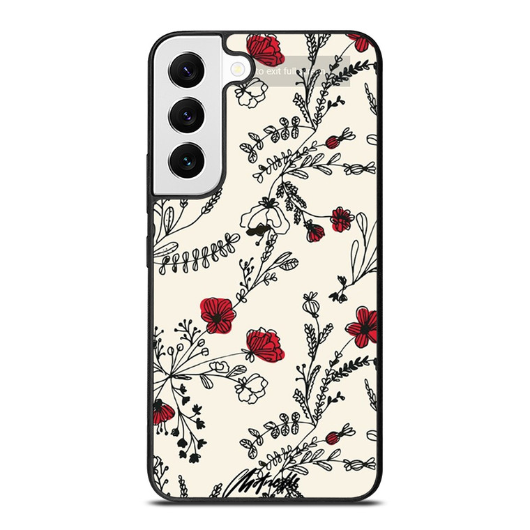HAND DRAWING RED FLOWER PATTERN Samsung Galaxy Case Cover