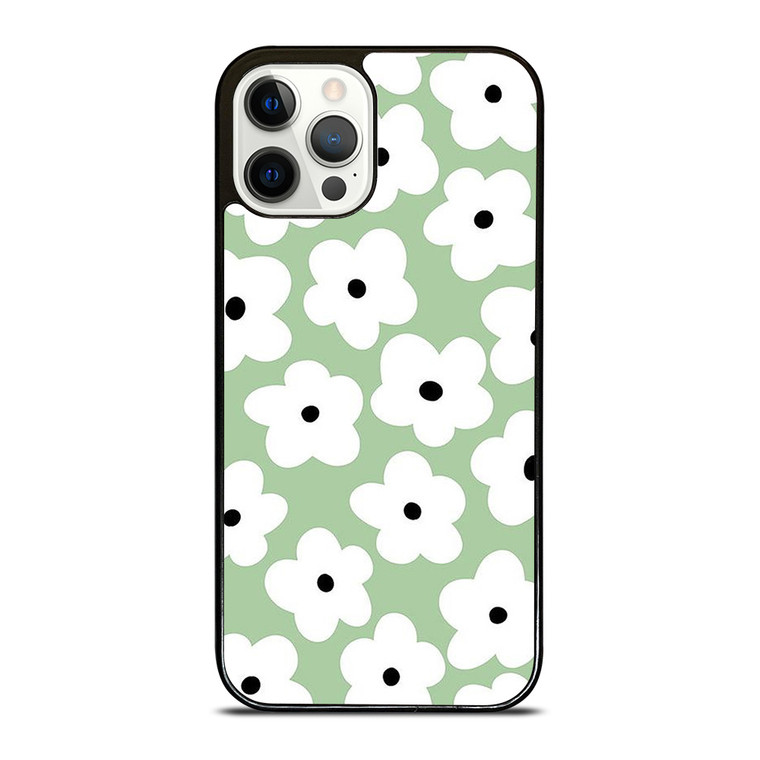 GREEN RETRO FLORAL PATTERN iPhone 12 Pro Case Cover