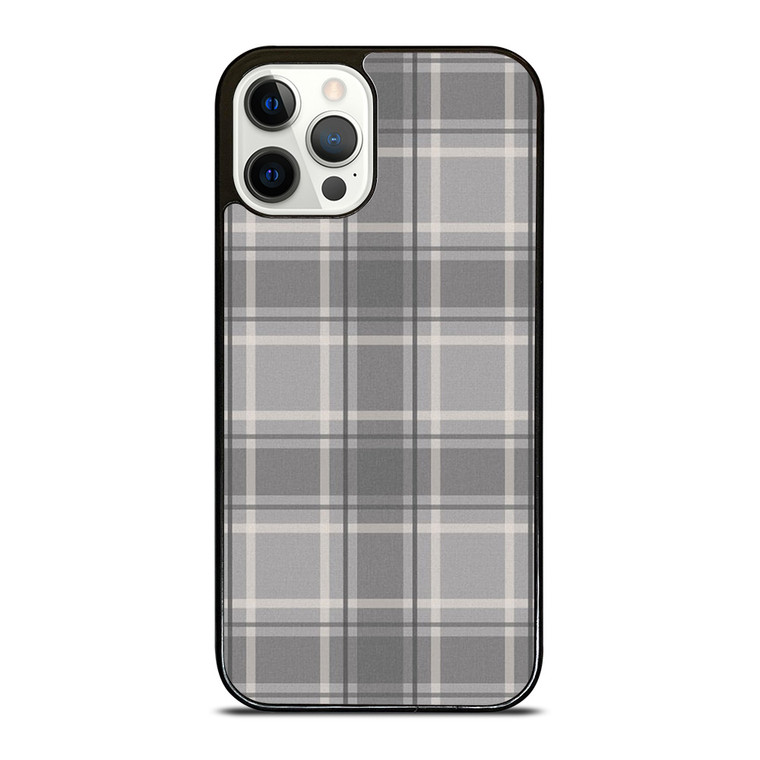 GREY TARTAN PLAID PATTERN iPhone 12 Pro Case Cover