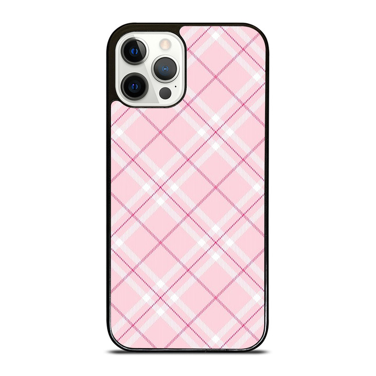 LIGHT PINK PLAID PATTERN iPhone 12 Pro Case Cover