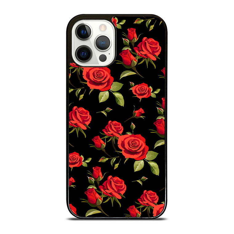 SEAMLESS RED ROSE PATTERN iPhone 12 Pro Case Cover