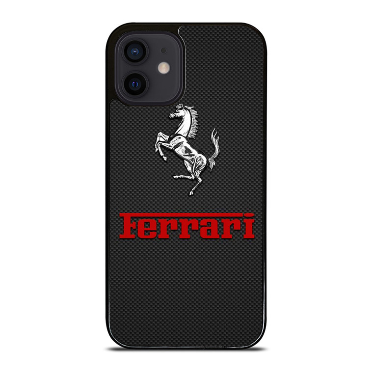 FERRARI HORSE CARBON LOGO iPhone 12 Mini Case Cover FERRARI HORSE CARBON LOGO iPhone 12 Mini Case Cover