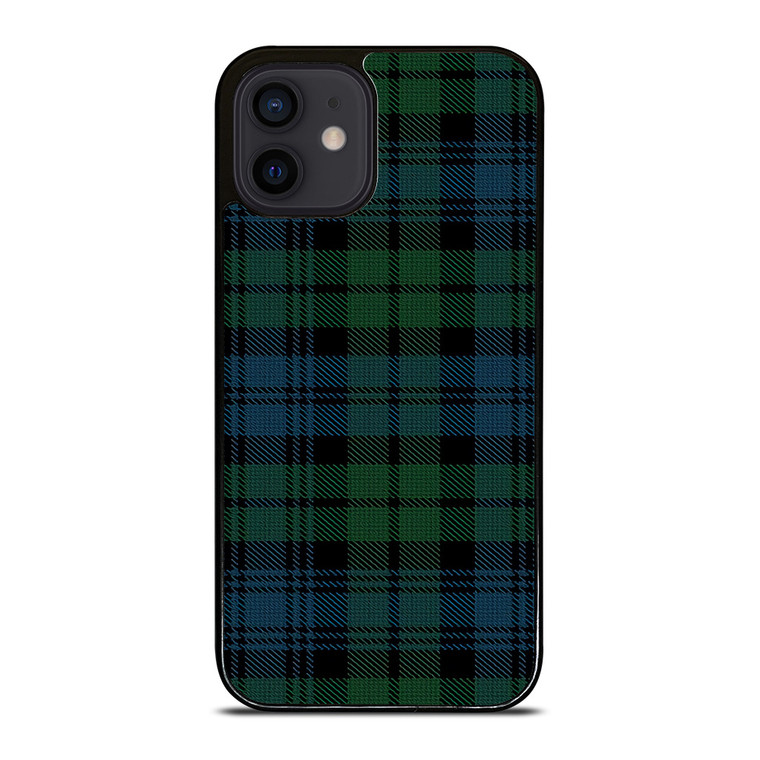 GREEN BLUE TARTAN PATTERN iPhone 12 Mini Case Cover