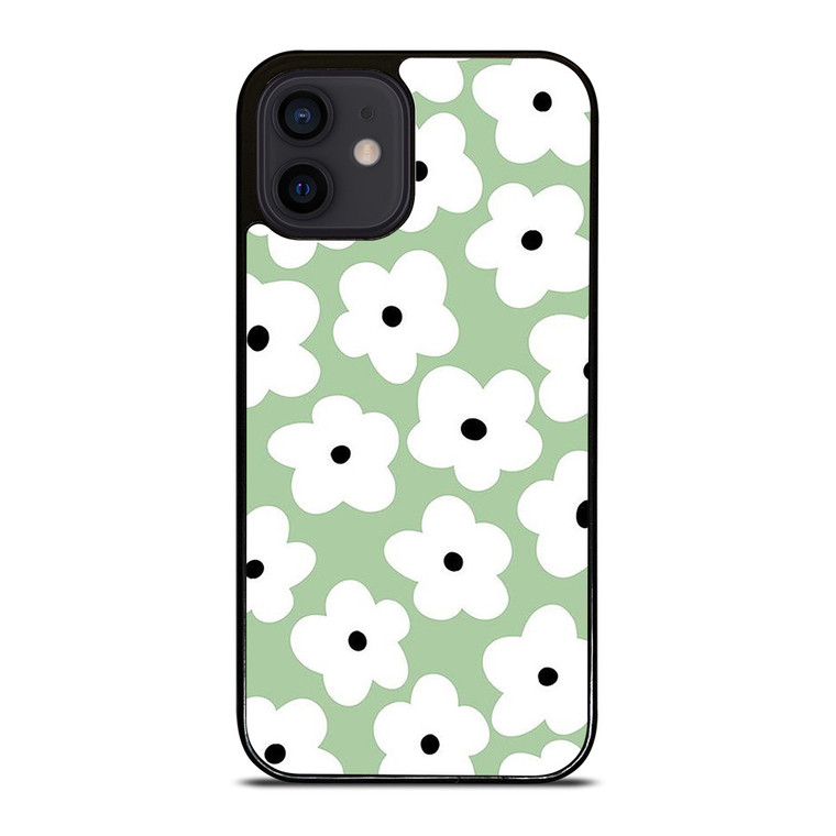 GREEN RETRO FLORAL PATTERN iPhone 12 Mini Case Cover