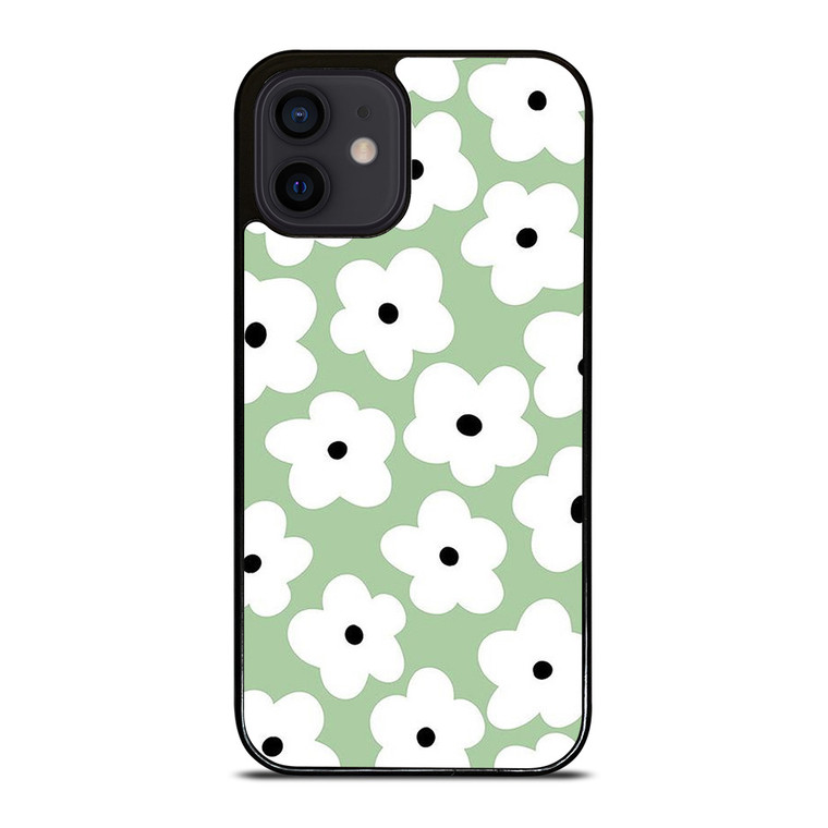 GREEN RETRO FLORAL PATTERN iPhone 12 Mini Case Cover