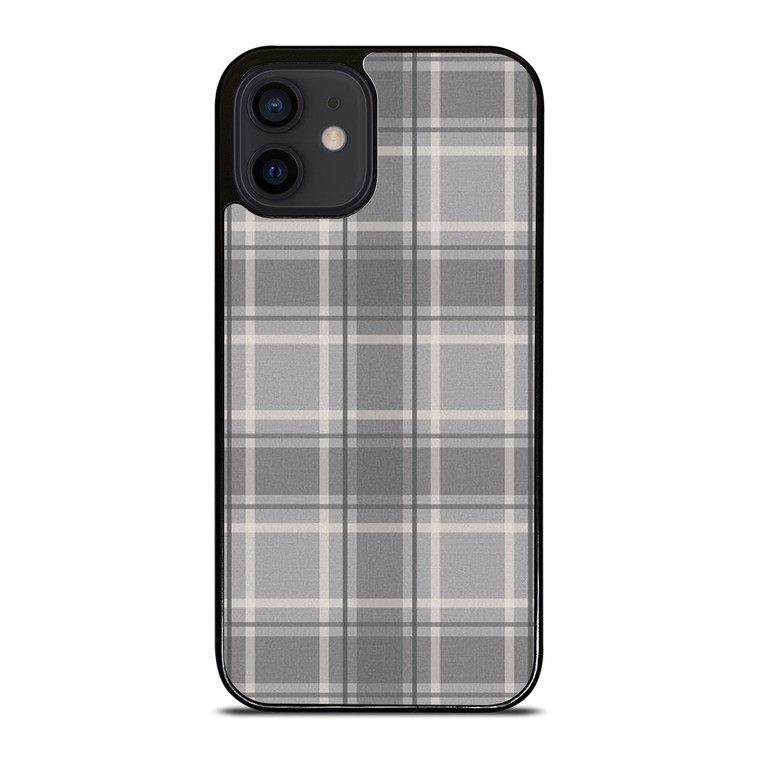 GREY TARTAN PLAID PATTERN iPhone 12 Mini Case Cover