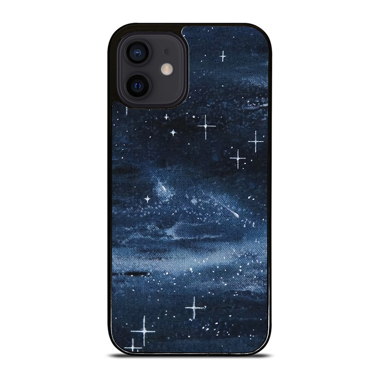 NAVY BLUE STAR FABRIC TEXTURE iPhone 12 Mini Case Cover