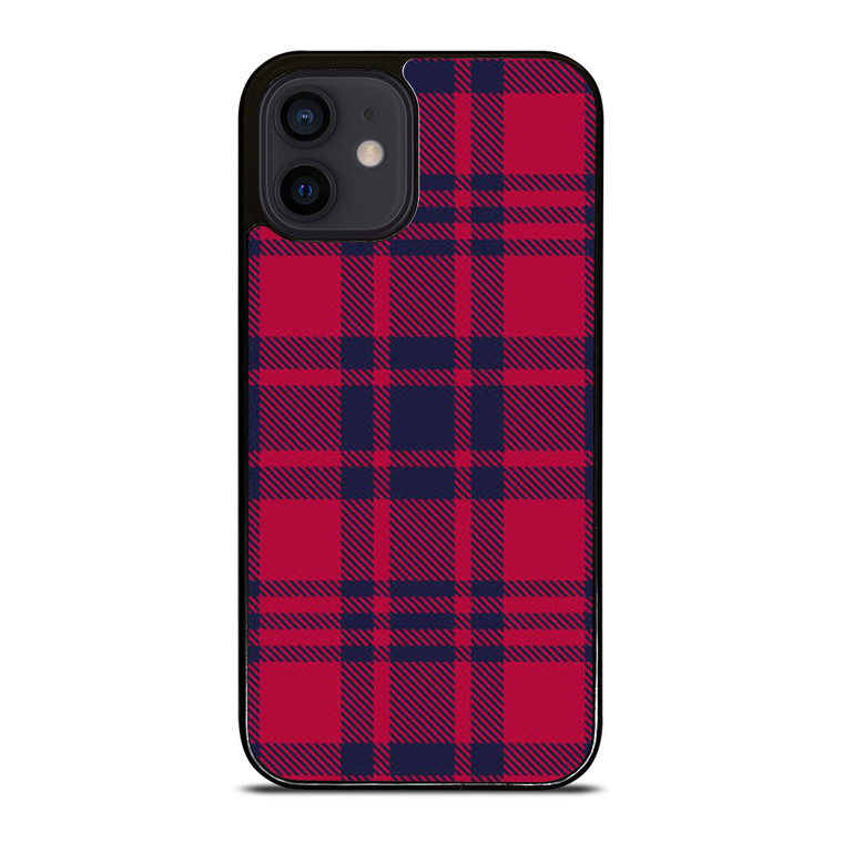 RED BLUE TARTAN PLAID PATTERN iPhone 12 Mini Case Cover