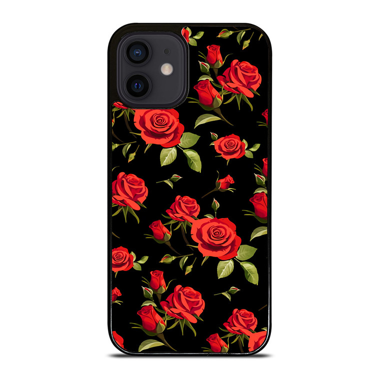 SEAMLESS RED ROSE PATTERN iPhone 12 Mini Case Cover