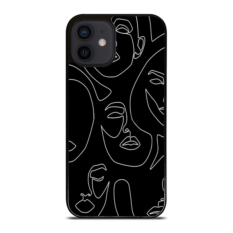 WOMAN FACE SKETCH PATTERN iPhone 12 Mini Case Cover WOMAN FACE SKETCH PATTERN iPhone 12 Mini Case Cover