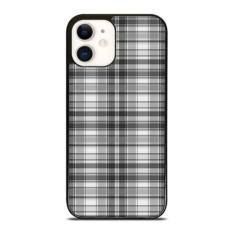 GREY CHECK FABRIC TEXTURES iPhone 12 Case Cover
