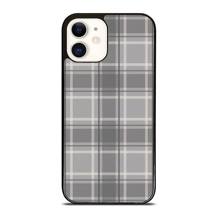 GREY TARTAN PLAID PATTERN iPhone 12 Case Cover