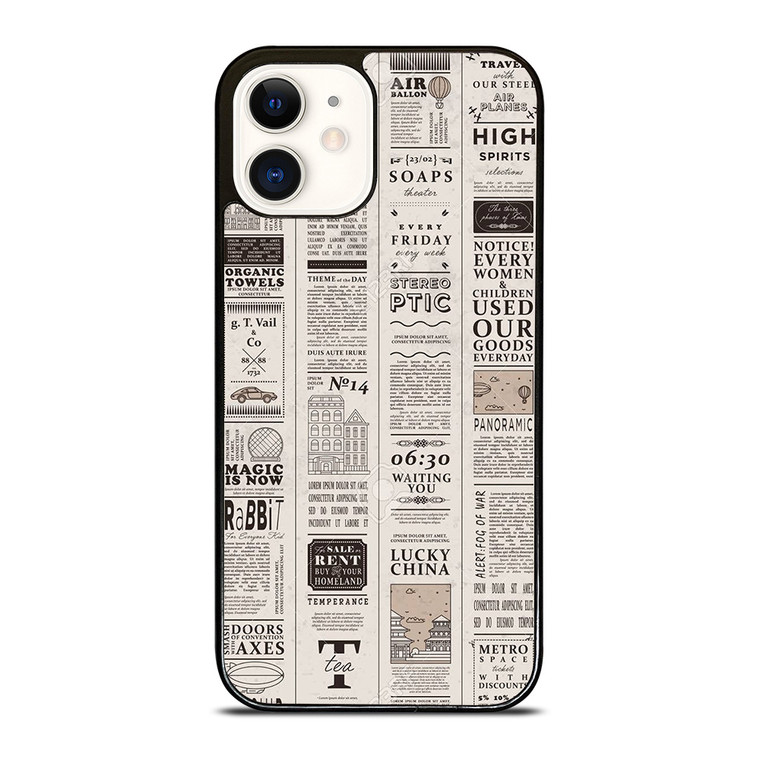 OLD NEWSPAPER PATTERN iPhone 12 Case Cover