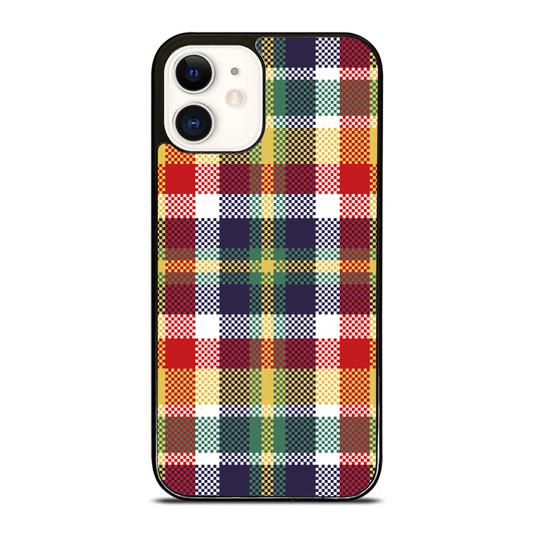 PIXELIZED TARTAN PATTERN iPhone 12 Case Cover