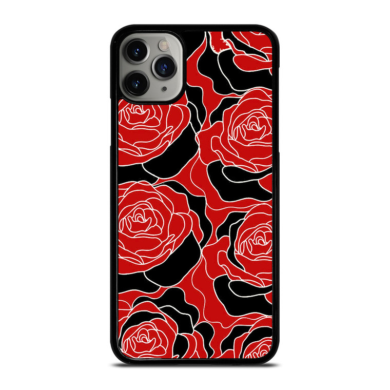 ROSE RED AND BLACK PATTERN iPhone 11 Pro Max Case Cover