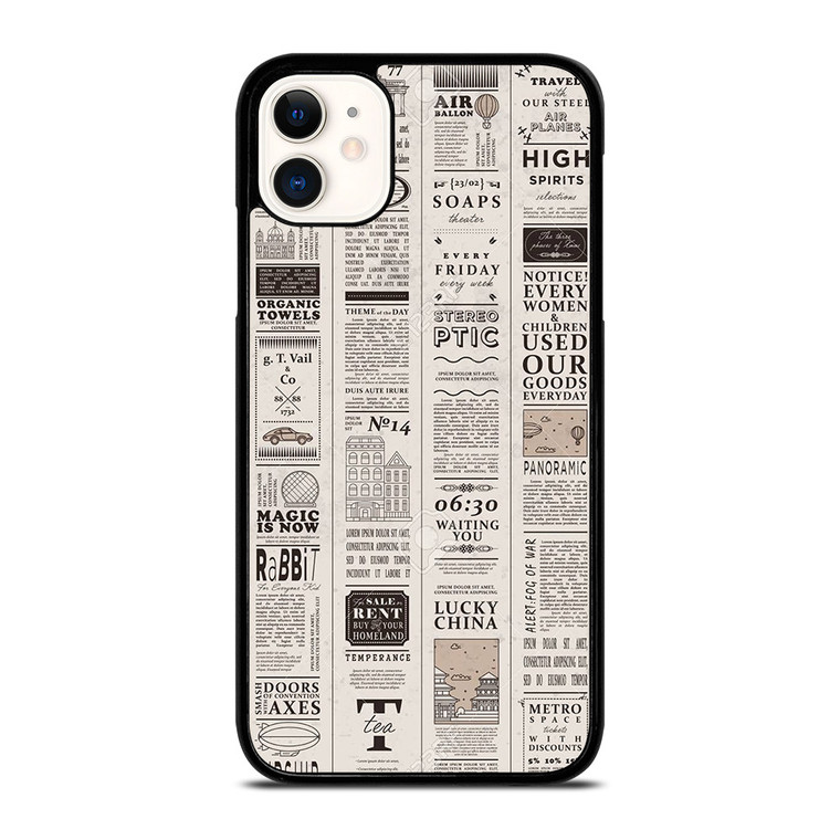 OLD NEWSPAPER PATTERN iPhone 11 Case Cover