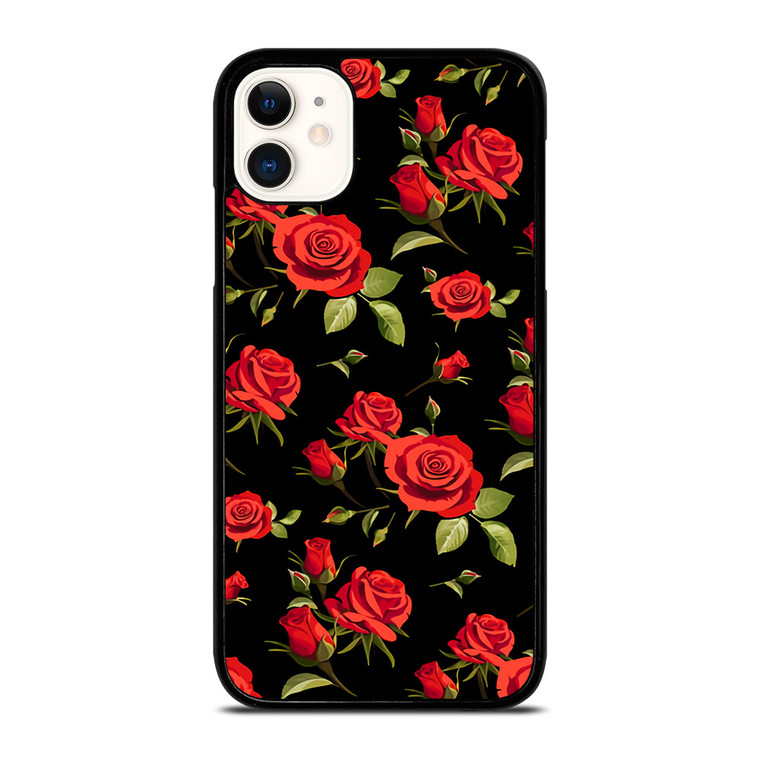 SEAMLESS RED ROSE PATTERN iPhone 11 Case Cover