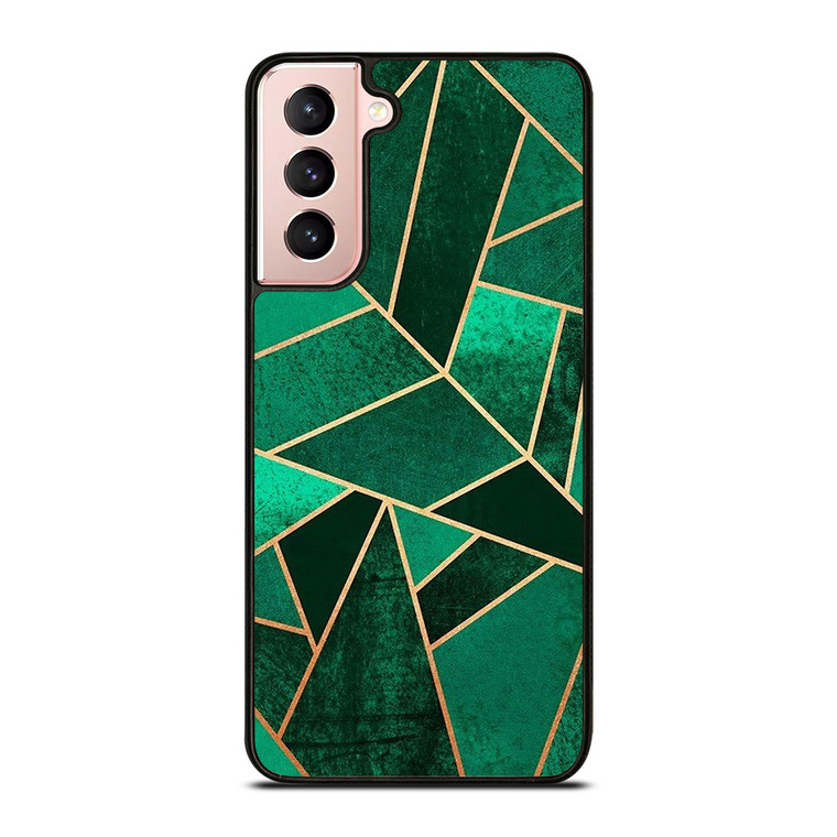 EMERALD AND COPPER GEOMETRIC PATTERN Samsung Galaxy S21 Case Cover