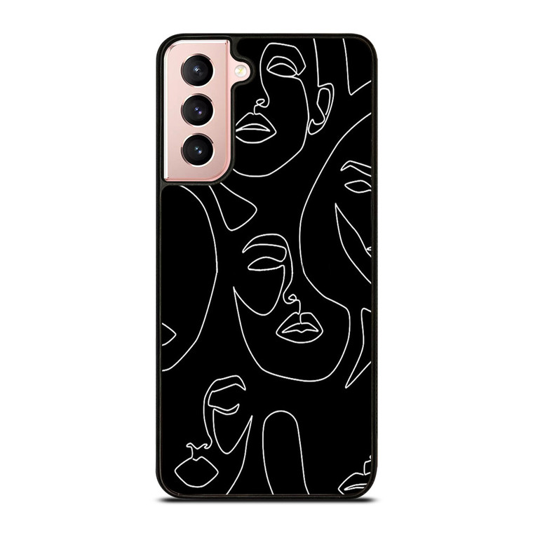 WOMAN FACE SKETCH PATTERN Samsung Galaxy S21 Case Cover