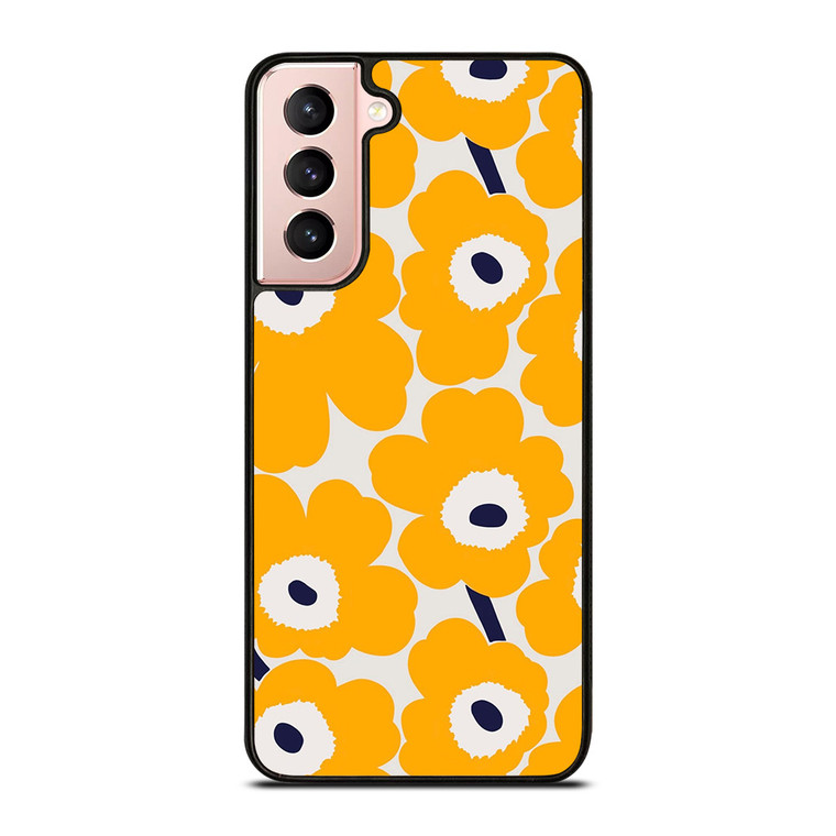 YELLOW RETRO FLORAL PATTERN Samsung Galaxy S21 Case Cover