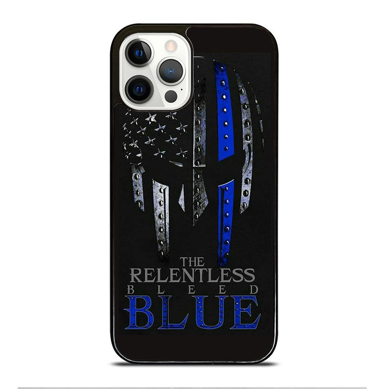 BLUE LINE POLICE WARRIOR SKULL iPhone 12 Pro Case Cover