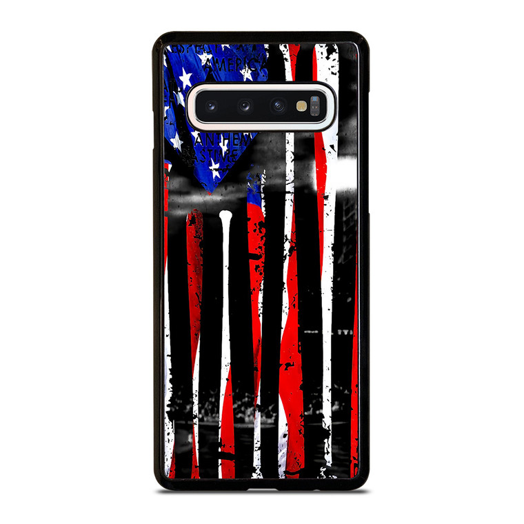 USA FLAG AMERICAN BASEBALL BLACK WHITE Samsung Galaxy S10 Case Cover