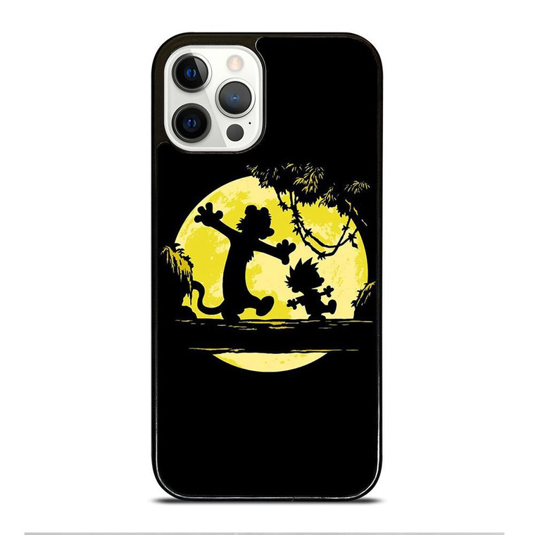CALVIN AND HOBBES BLACK CARTOON iPhone 12 Pro Case Cover