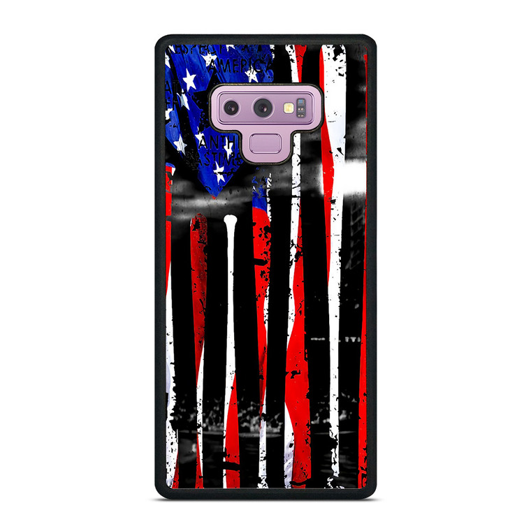 USA FLAG AMERICAN BASEBALL BLACK WHITE Samsung Galaxy Note 9 Case Cover