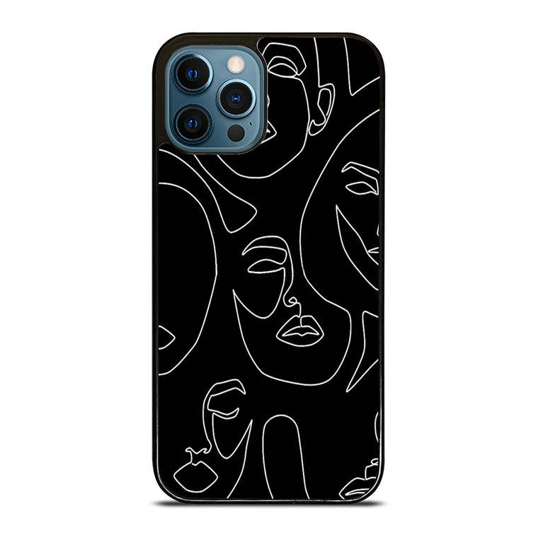 WOMAN FACE SKETCH PATTERN iPhone 12 Pro Max Case Cover WOMAN FACE SKETCH PATTERN iPhone 12 Pro Max Case Cover