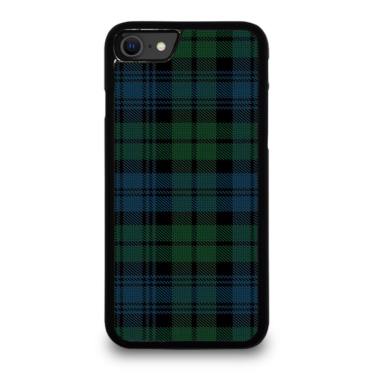 GREEN BLUE TARTAN PATTERN iPhone SE 2020 Case Cover