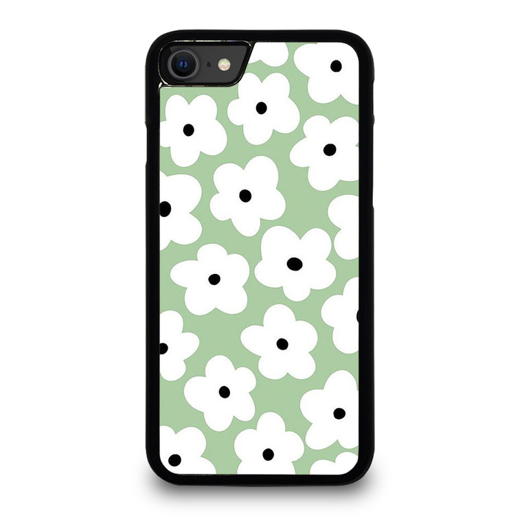 GREEN RETRO FLORAL PATTERN iPhone SE 2020 Case Cover