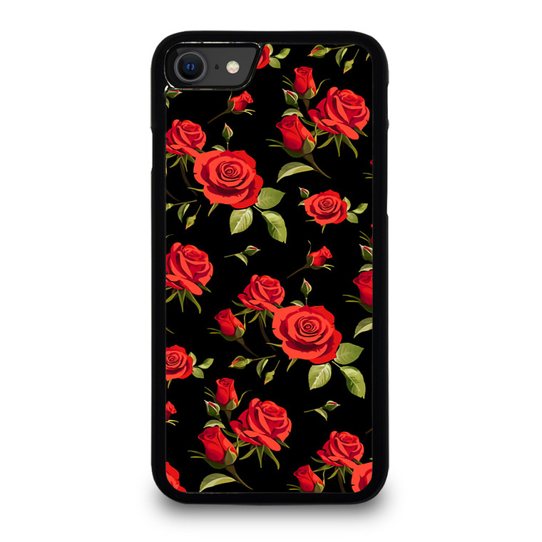 SEAMLESS RED ROSE PATTERN iPhone SE 2020 Case Cover