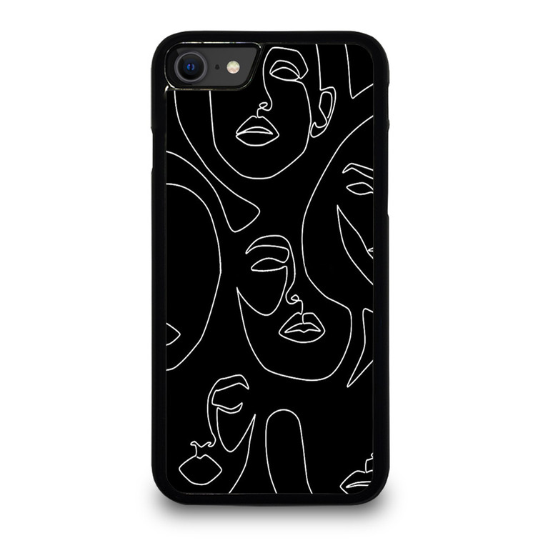 WOMAN FACE SKETCH PATTERN iPhone SE 2020 Case Cover