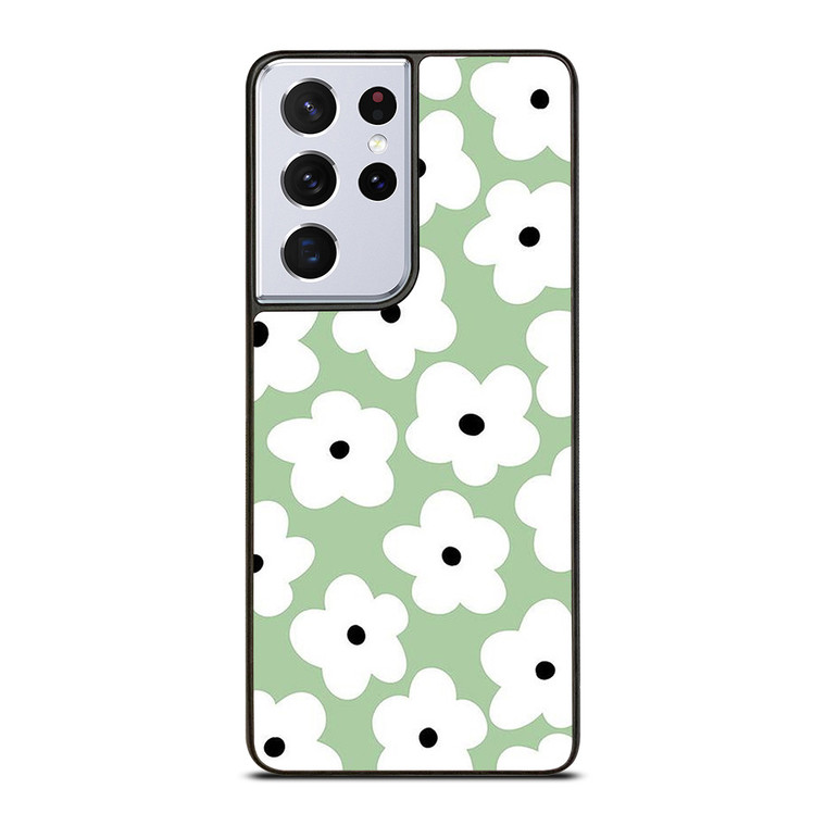 GREEN RETRO FLORAL PATTERN Samsung Galaxy S21 Ultra Case Cover